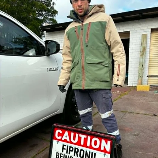 FAB Pest Control technician arriving on site beside the work vehicle in Perth